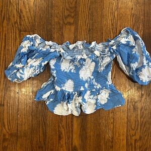 Yumi Kim Blue and White Floral Blouse